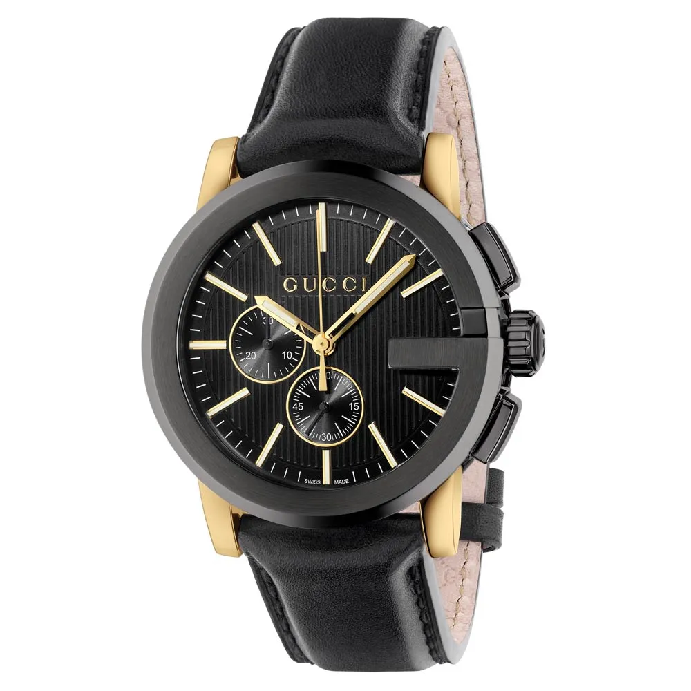 Gucci Gents G-Chrono 44mm Black Dial Stainless Steel Chronograph Watch YA101203