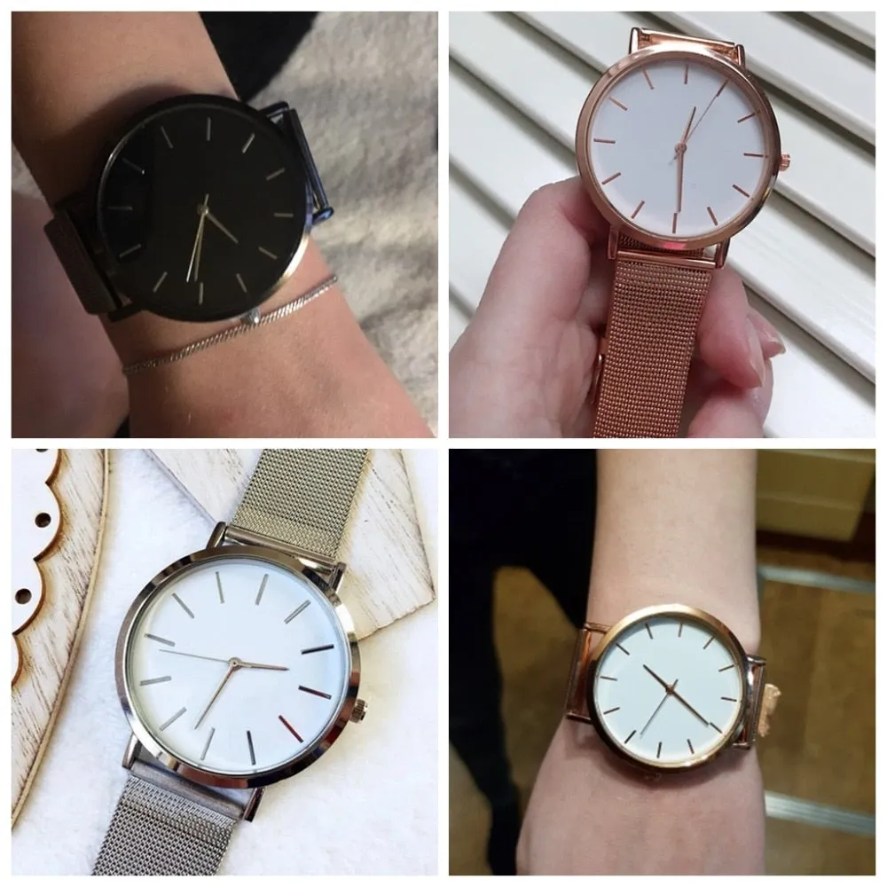 Happiness Chic Basics Women's Watches Fashion Women Wrist Watch Luxury Ladies Watch Women Bracelet Watches Clock