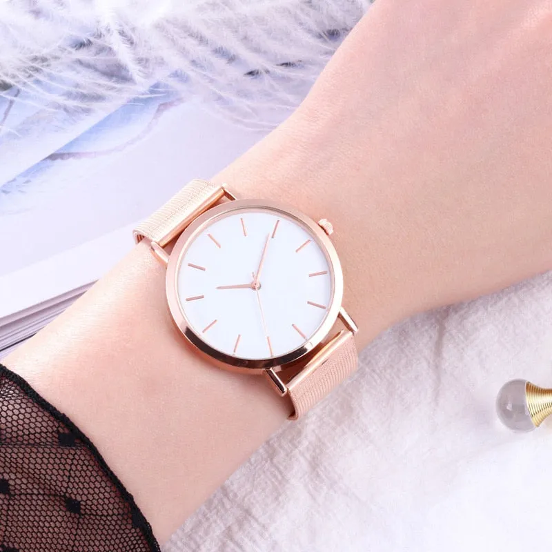 Happiness Chic Basics Women's Watches Fashion Women Wrist Watch Luxury Ladies Watch Women Bracelet Watches Clock