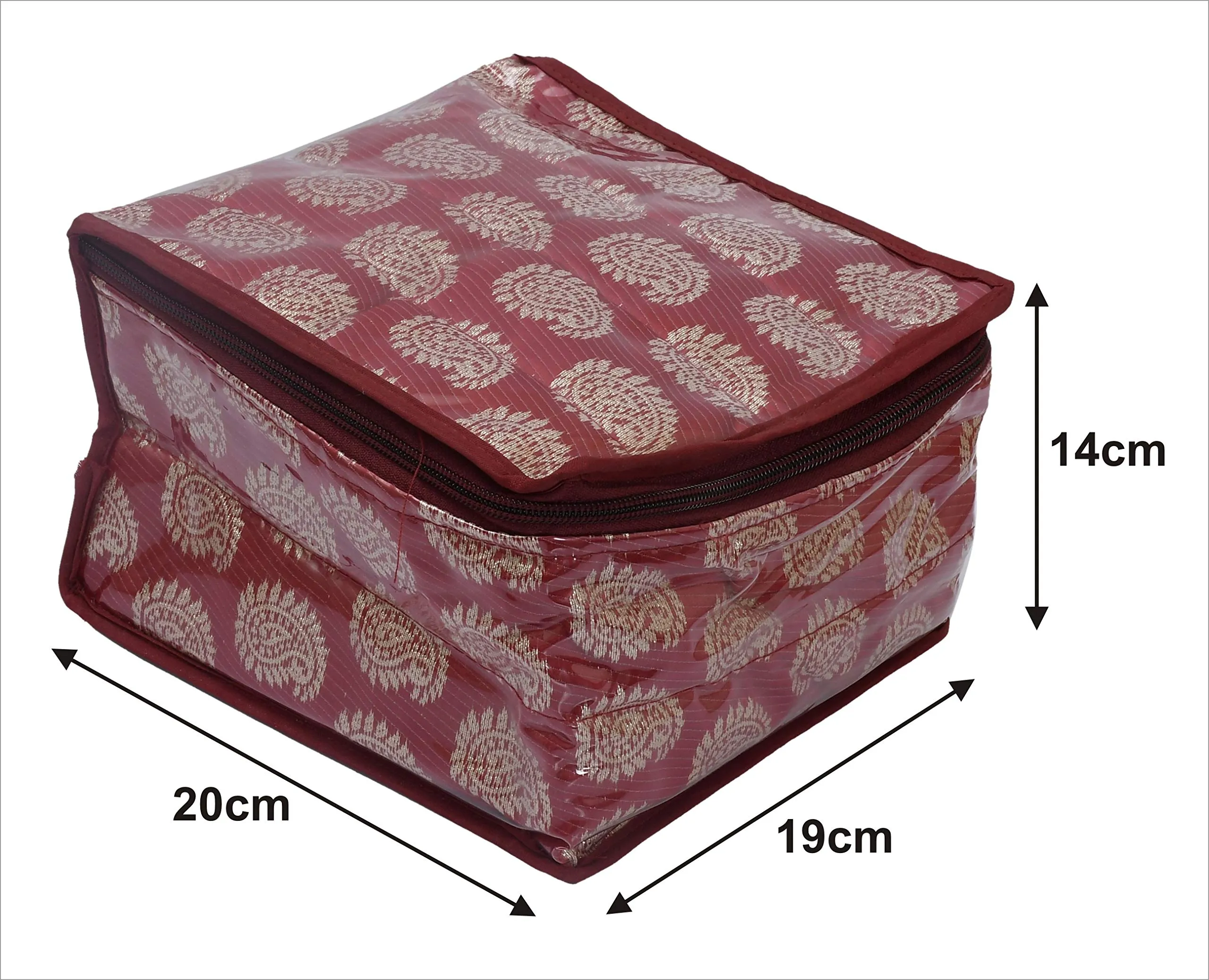 Heart Home Brocade Jewellery Kit, Wedding collection Gift with 10 Pouches (Maroon)-HHEART15346