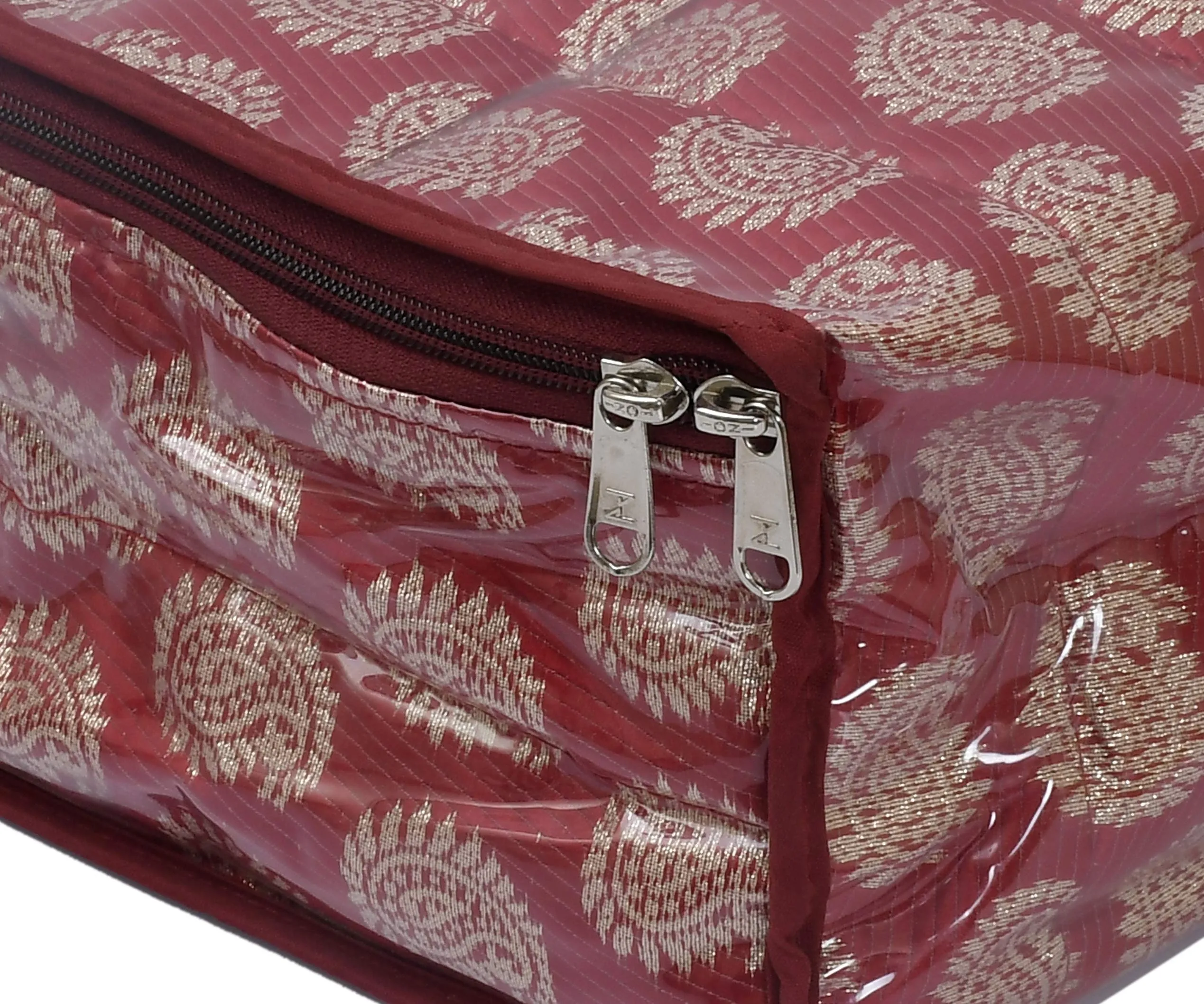 Heart Home Brocade Jewellery Kit, Wedding collection Gift with 10 Pouches (Maroon)-HHEART15346