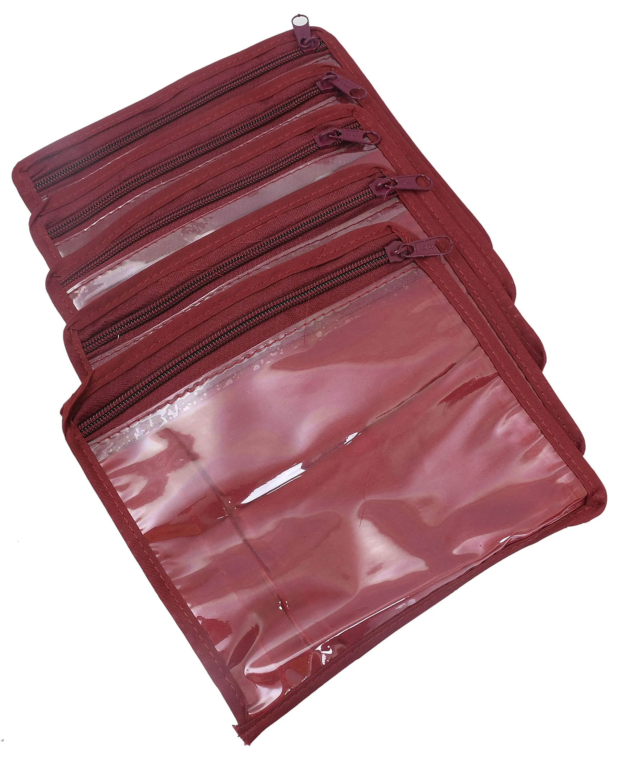 Heart Home Brocade Jewellery Kit, Wedding collection Gift with 10 Pouches (Maroon)-HHEART15346