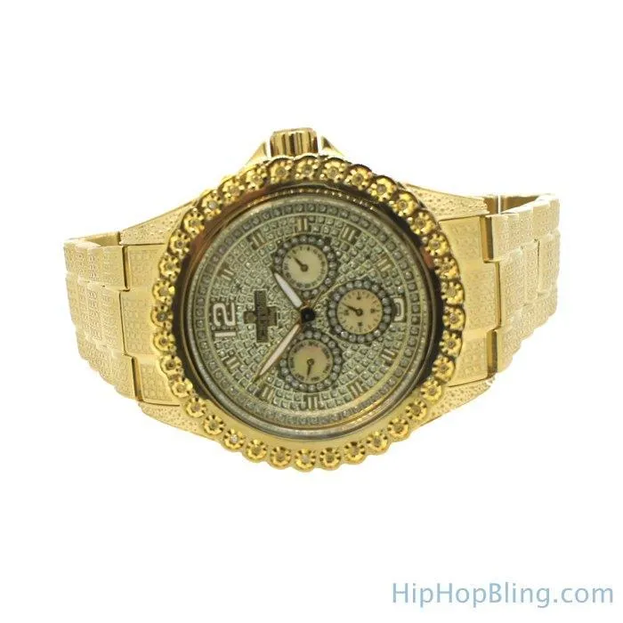 Heavy Gold BLING 1 Row .25cttw Diamond Watch Icetime