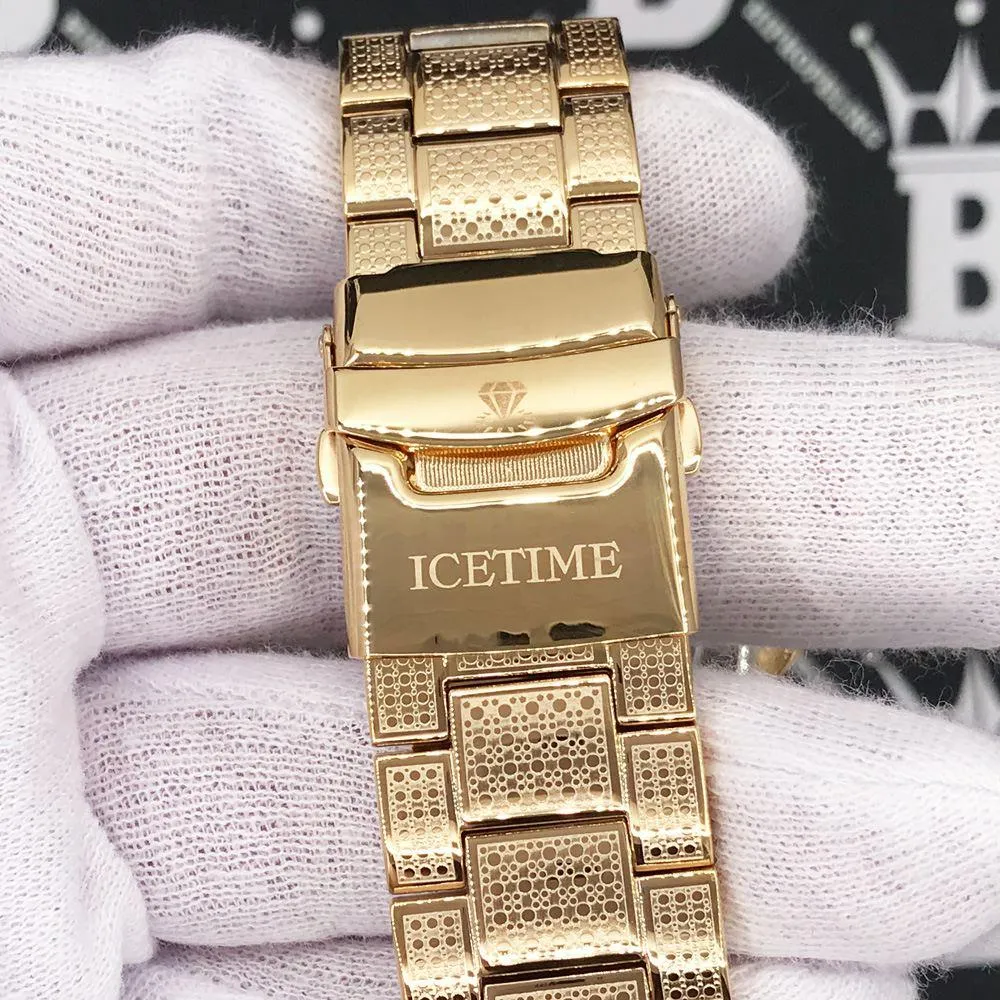 Heavy Gold BLING 1 Row .25cttw Diamond Watch Icetime