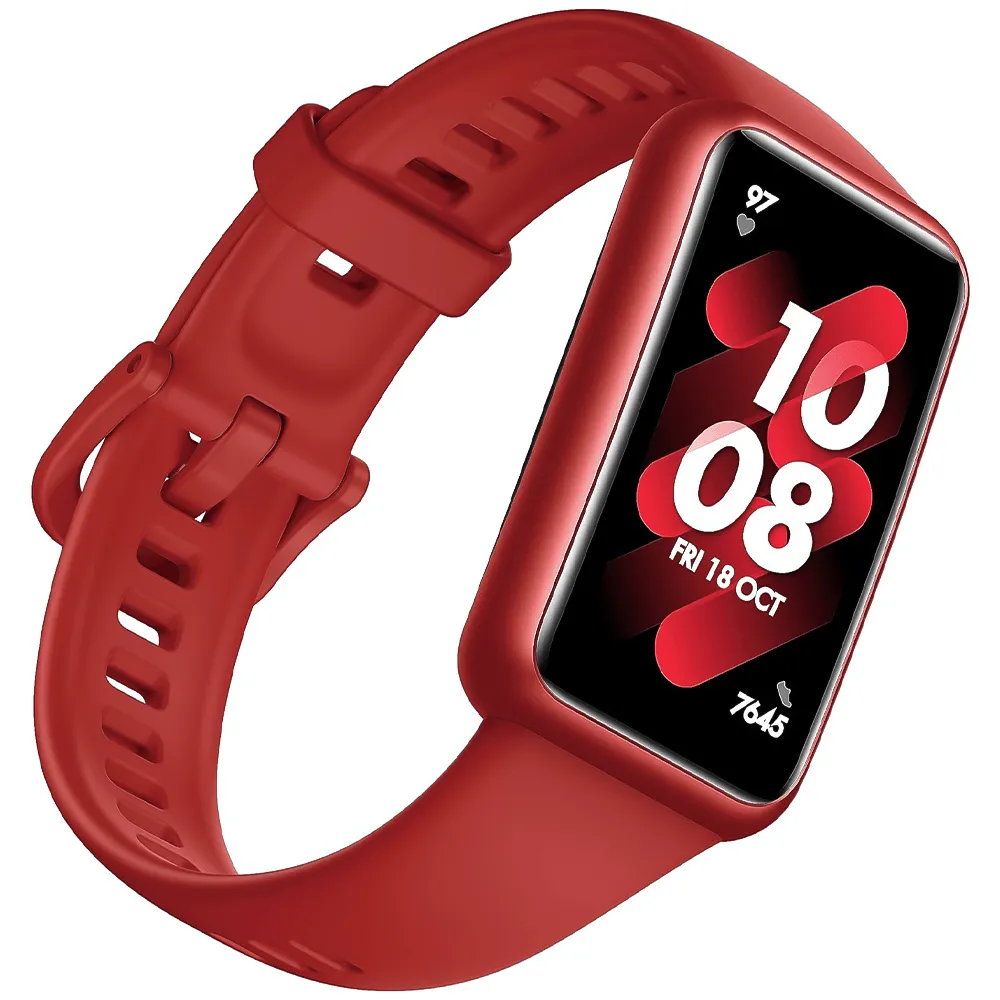 Huawei Band 7 LEA-B19 Red Durable Polymer Case With Flame Red Silicone Strap