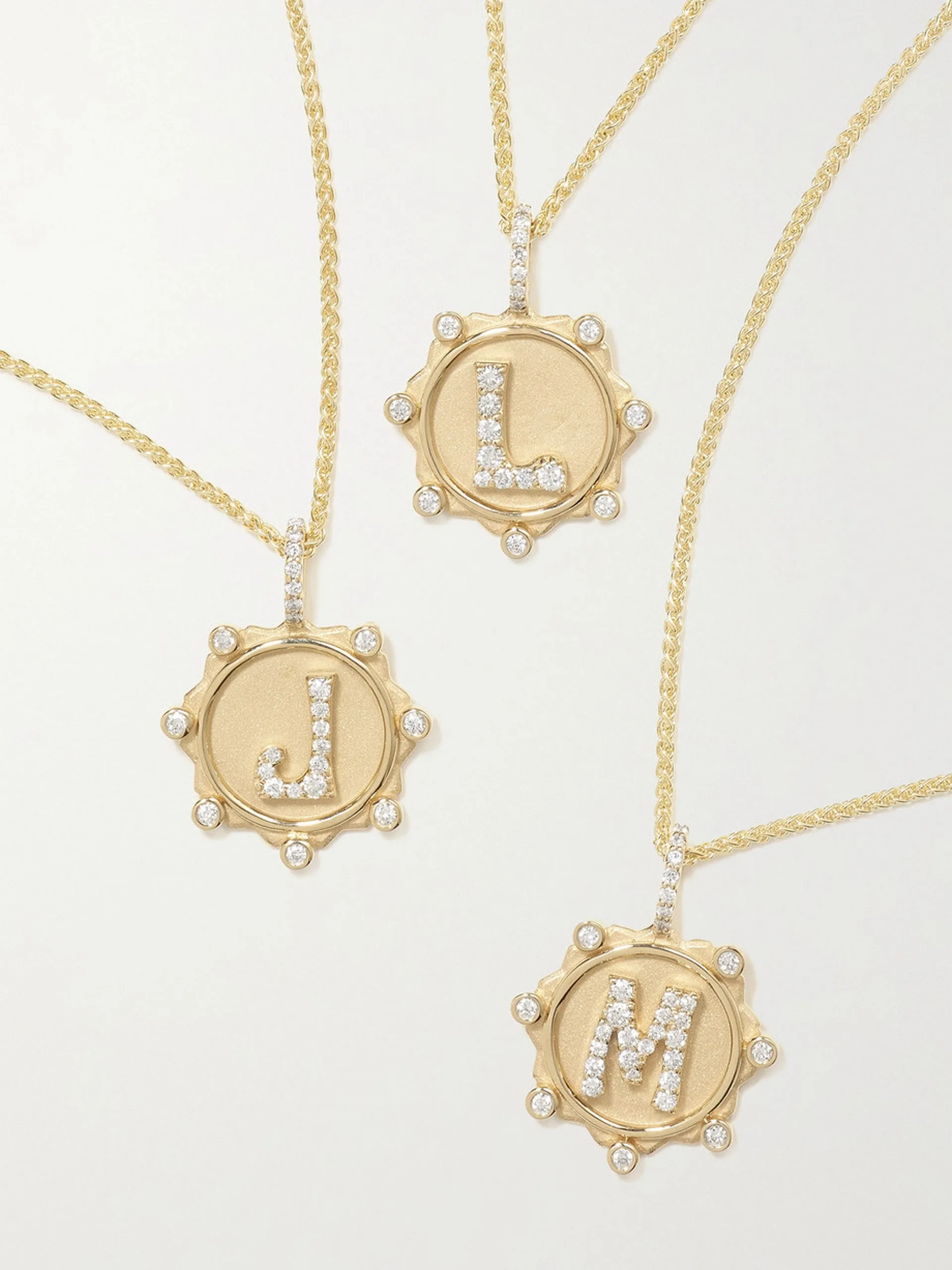 Initial Coin 14-karat gold diamond necklace