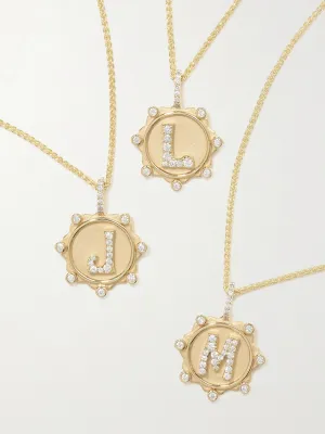 Initial Coin 14-karat gold diamond necklace
