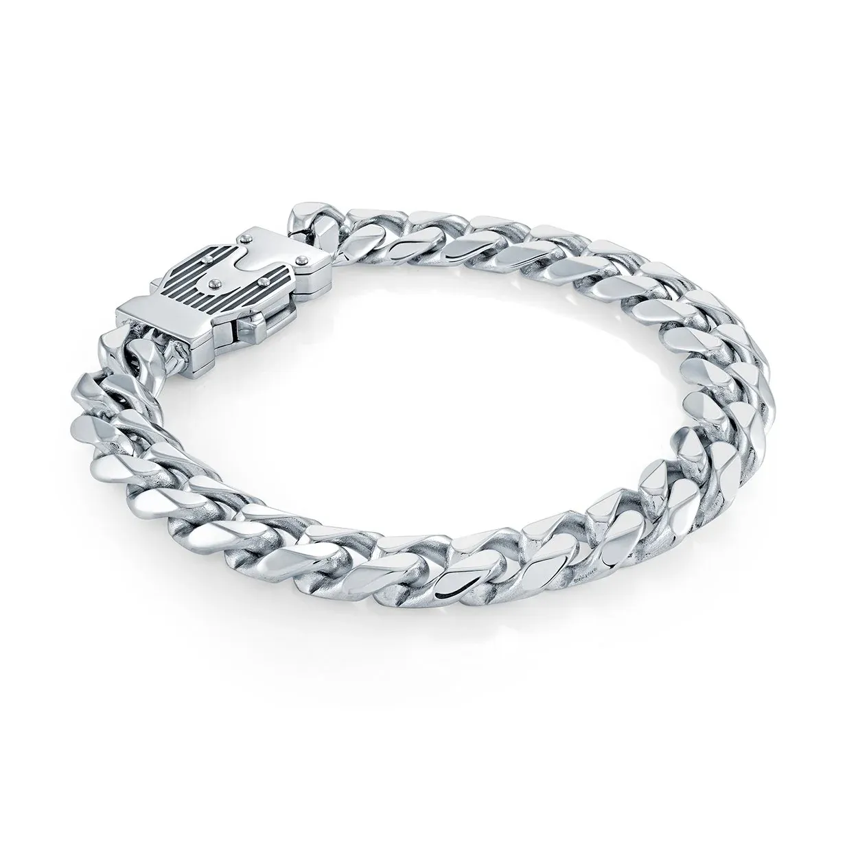 Italgem Steel 10MM Curb Fancy Clasp Bracelet