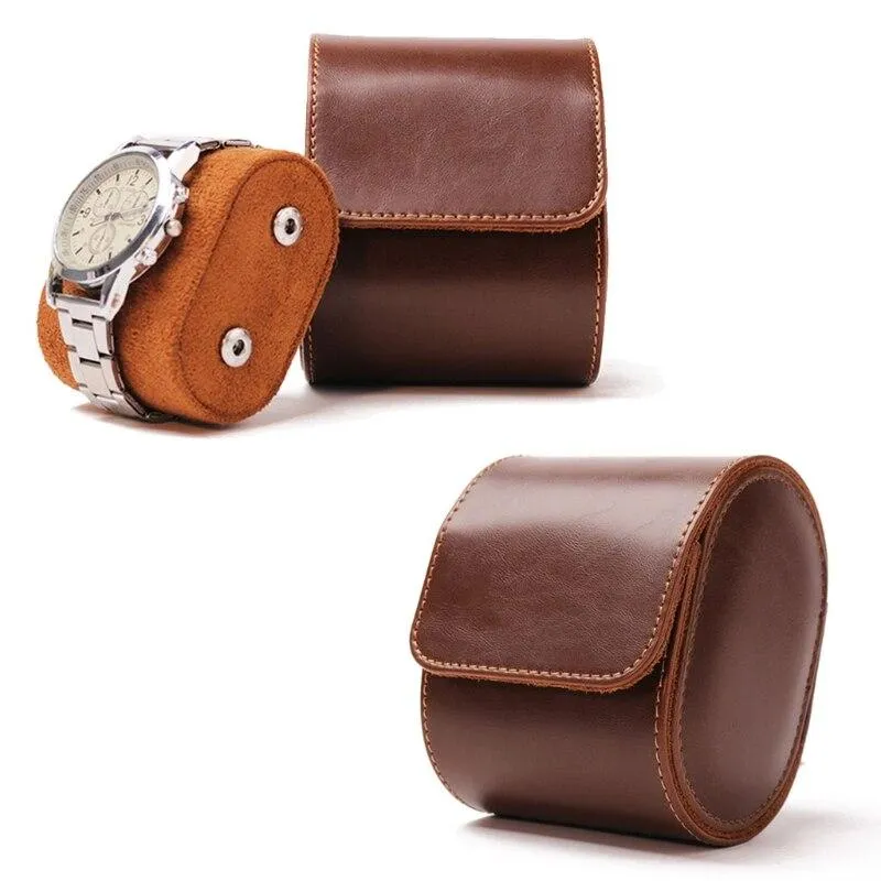 Jules Leather Single Watch Roll Case