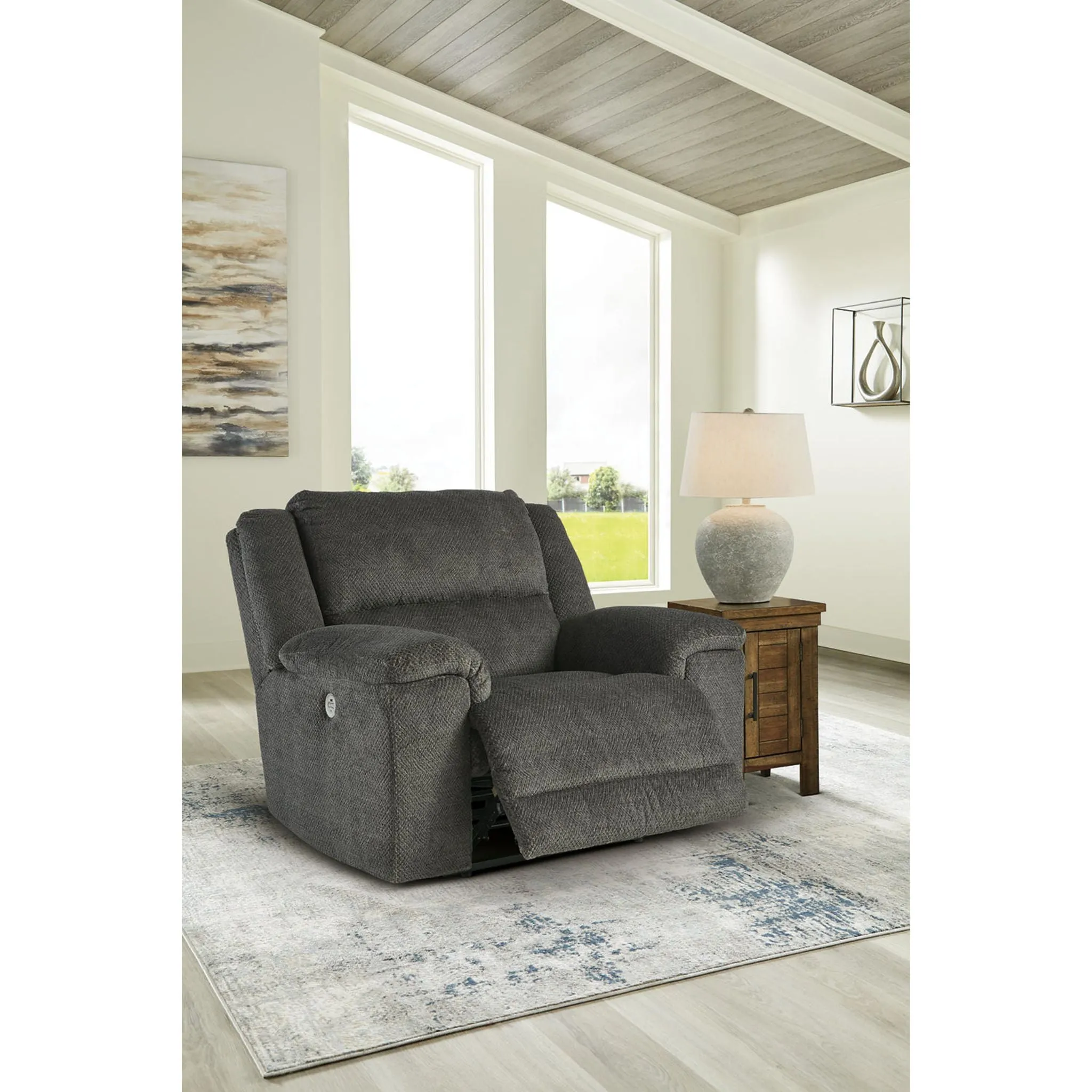 Keensburg Wide Seat Power Recliner - Smoke