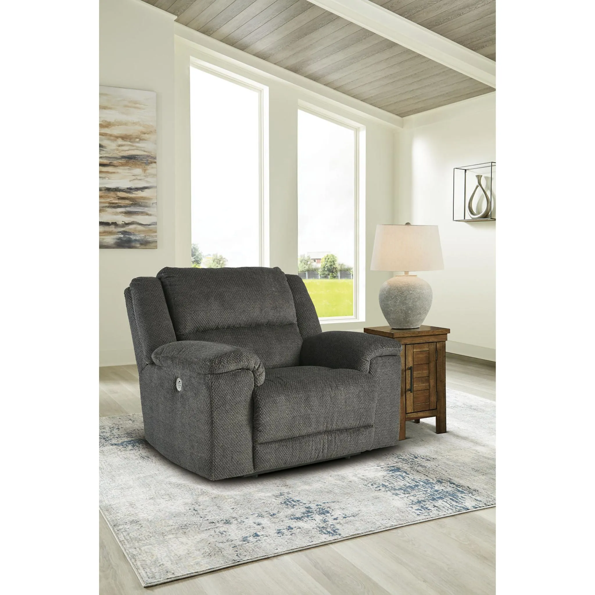 Keensburg Wide Seat Power Recliner - Smoke