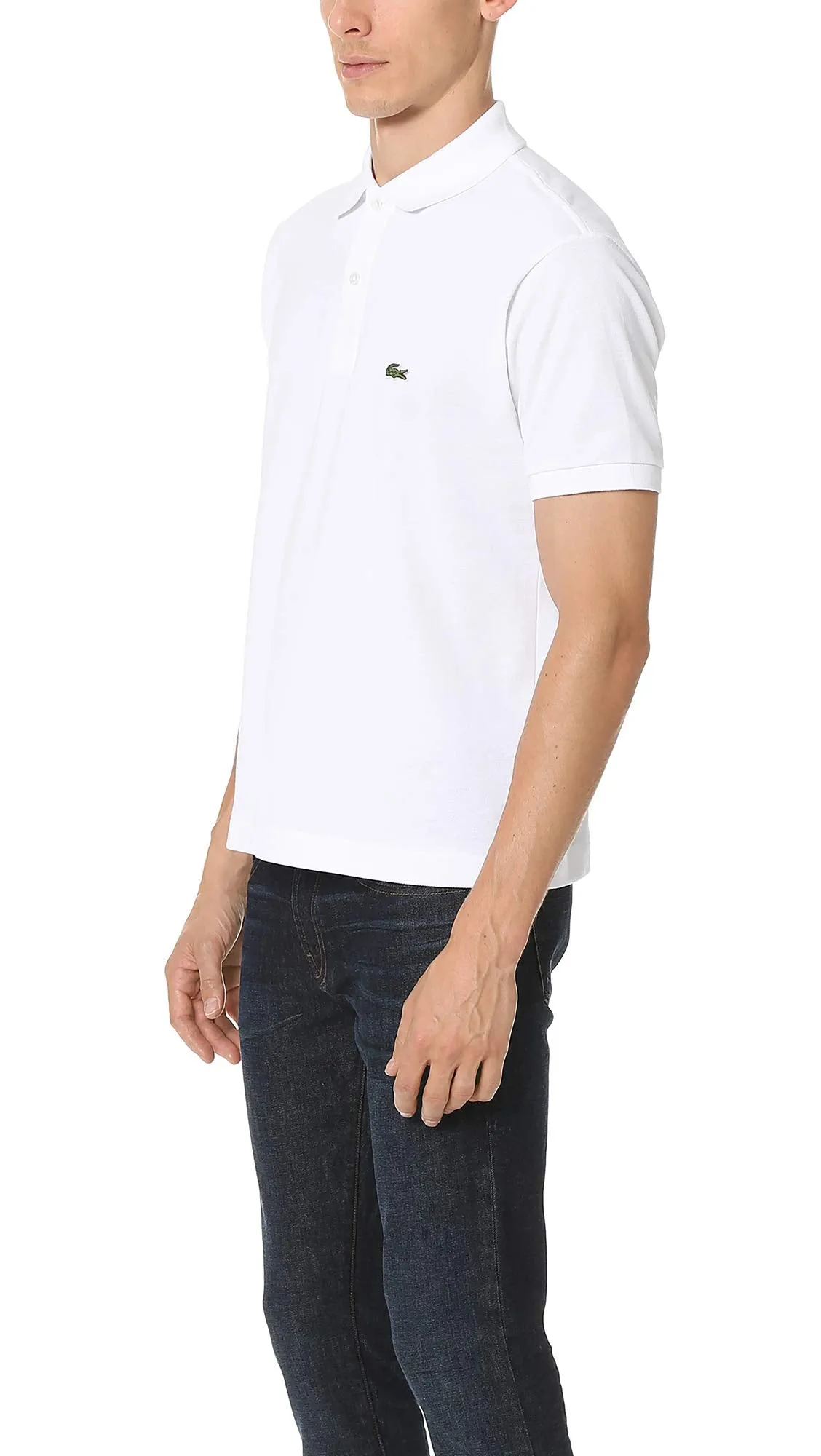 Lacoste Mens Short Sleeve Classic Chine L.12.12 Polo Shirt, White, Large