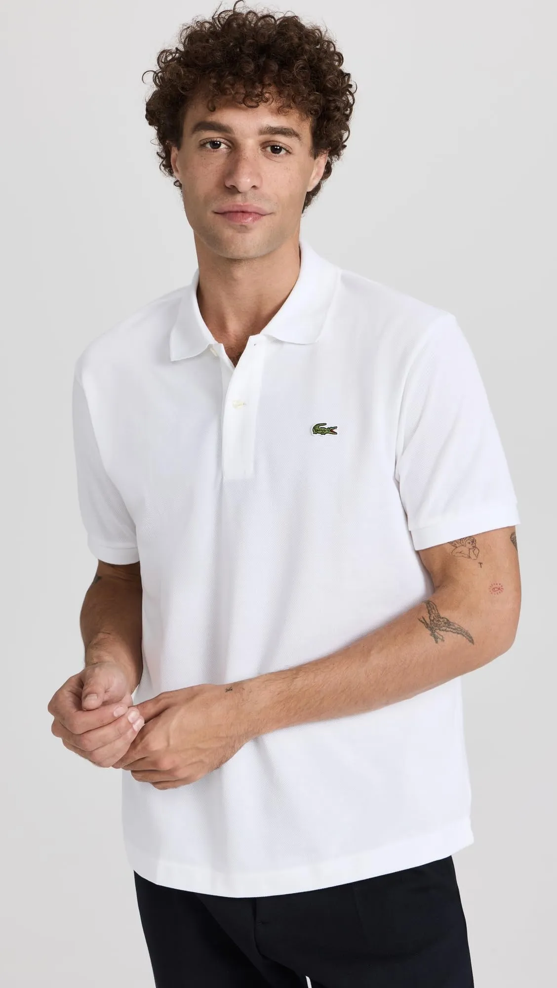 Lacoste Mens Short Sleeve Classic Chine L.12.12 Polo Shirt, White, Large