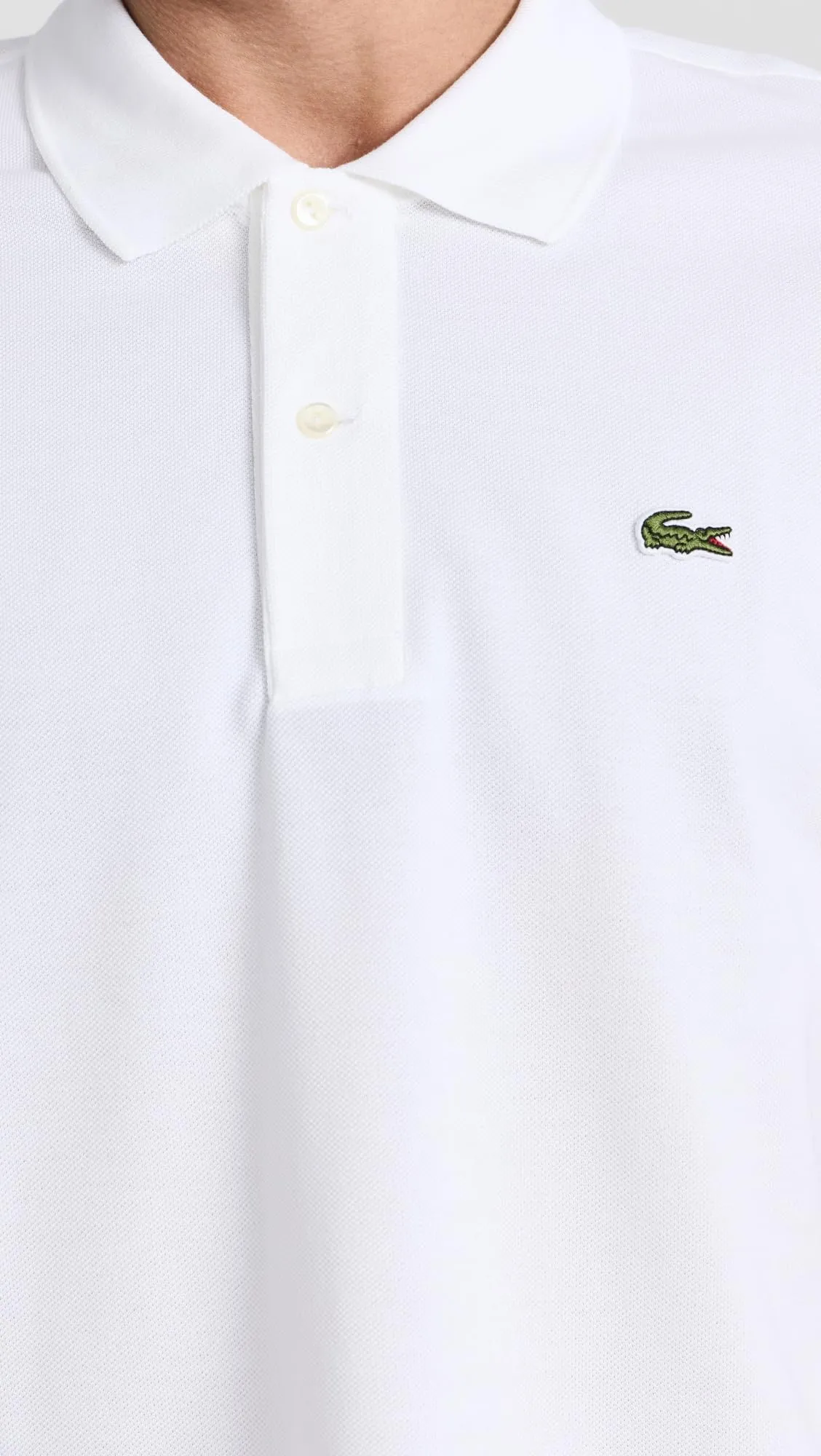 Lacoste Mens Short Sleeve Classic Chine L.12.12 Polo Shirt, White, Large