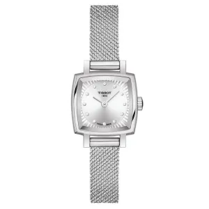 Ladies' Tissot Lovely Square Stainless Steel Mesh Diamond Watch T0581091103600
