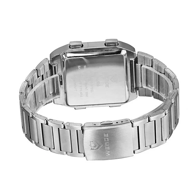 LED Trend Of Men's Sports Analog-Digital Watch All Stainless Steel Quartz Watch Outdoor Sports Multifunction Watch