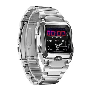 LED Trend Of Men's Sports Analog-Digital Watch All Stainless Steel Quartz Watch Outdoor Sports Multifunction Watch