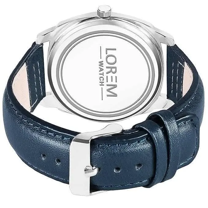 LOREM Blue Cubic Designer Printed Dial Analog Watch For Men LR92