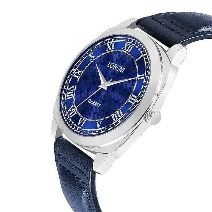 LOREM Blue Cubic Designer Printed Dial Analog Watch For Men LR92