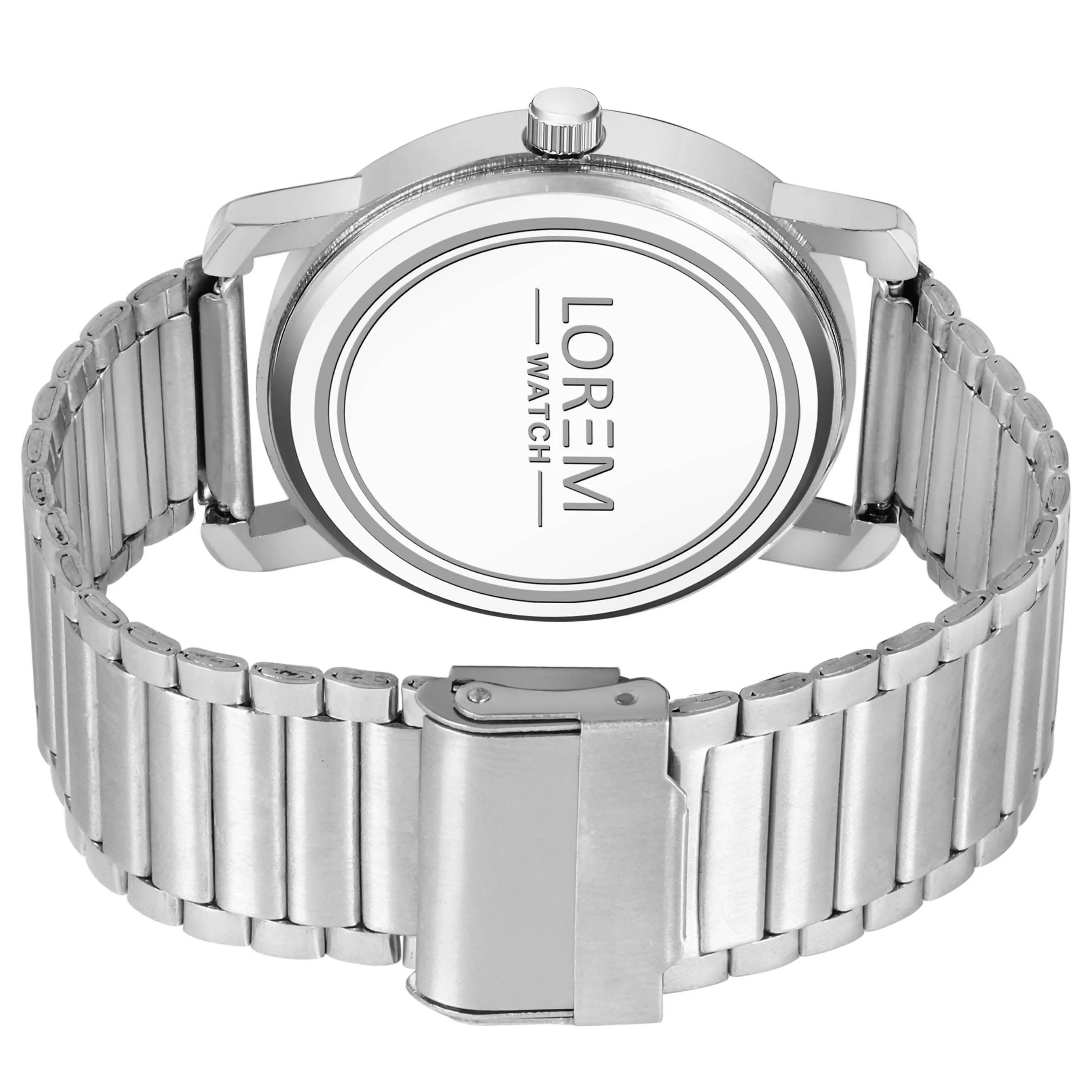 LOREM Silver 3D Embossed Stainless Steel Analog Watch For Men LR124