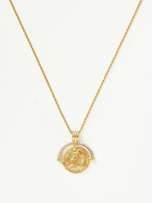 Lucy Williams engravable fortuna arc coin pendant necklace