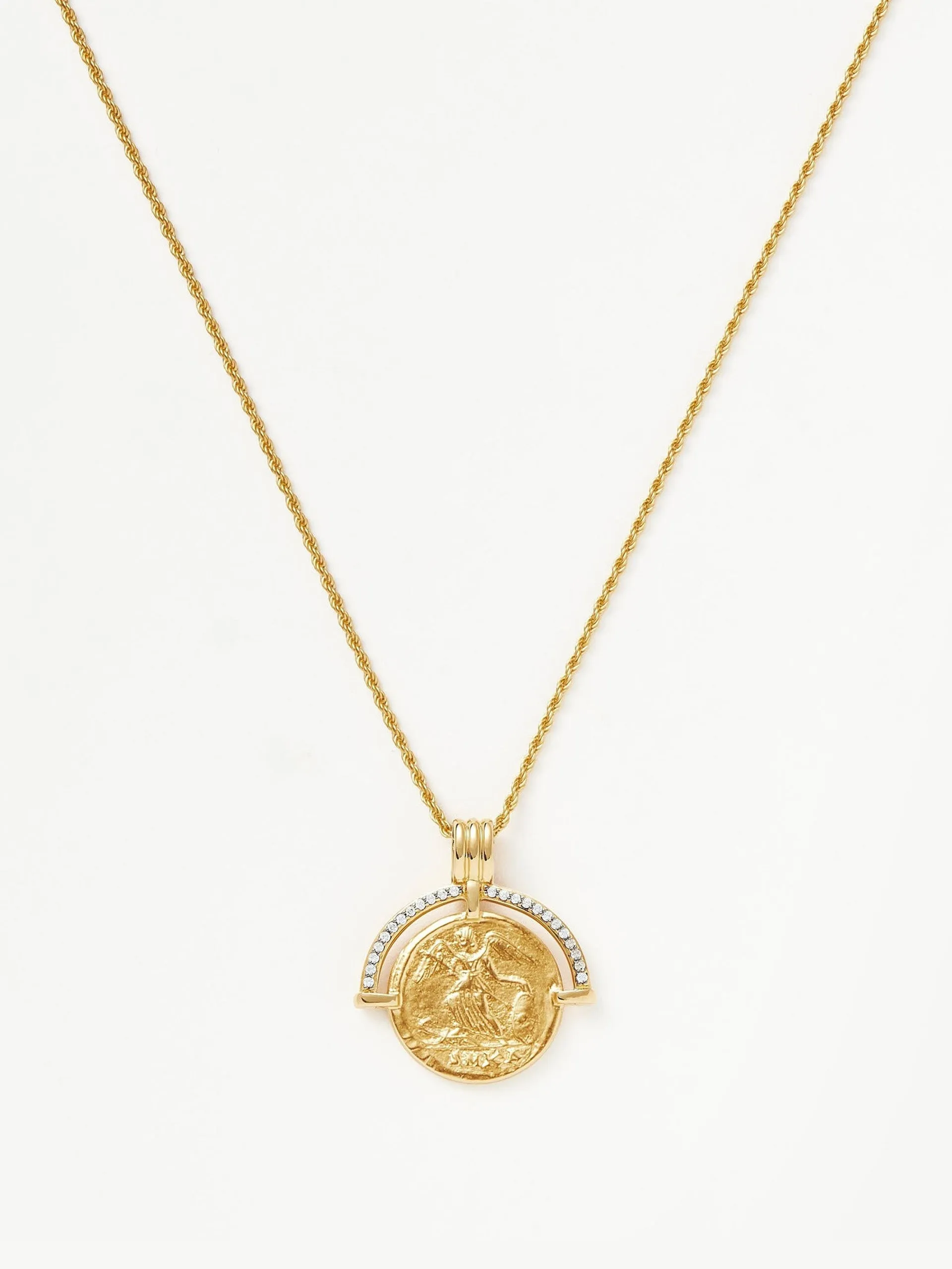 Lucy Williams engravable fortuna arc coin pendant necklace