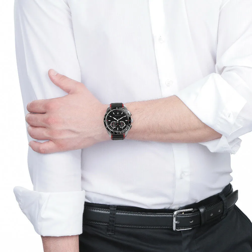 Maserati Traguardo Black Leather Men's Watch - R8871612028