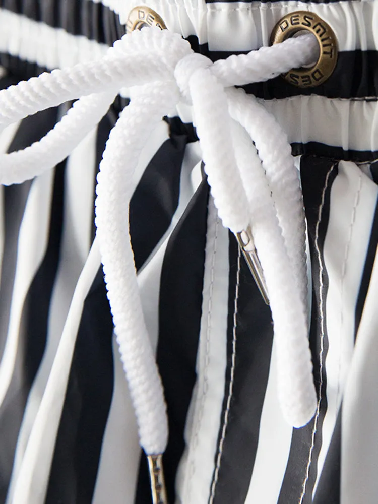 Men's Stripe Drawstring Swim Board Shorts