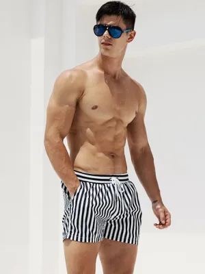 Men's Stripe Drawstring Swim Board Shorts