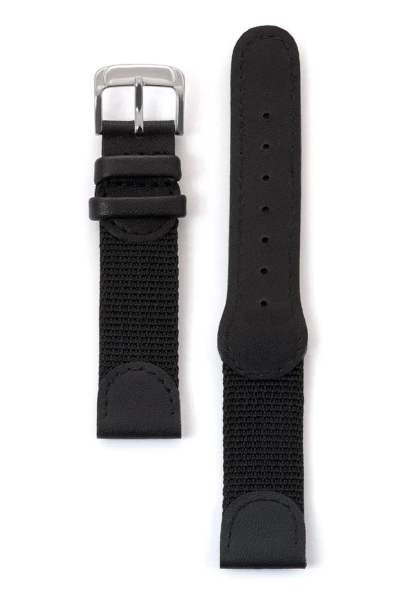 Mens Swiss Army Style Leather Watchband in Black, Tan and Green