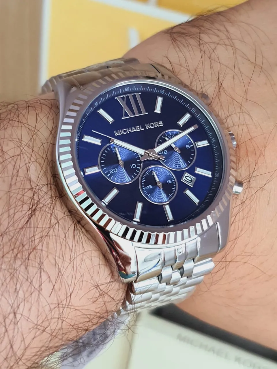 Michael Kors Men’s Chronograph Quartz Stainless Steel Blue Dial 45mm Watch MK8280