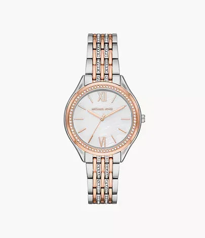 Michael Kors Women’s Quartz Stainless Steel Silver White 36mm Watch MK7084