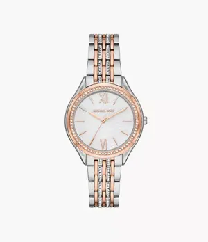 Michael Kors Women’s Quartz Stainless Steel Silver White 36mm Watch MK7084
