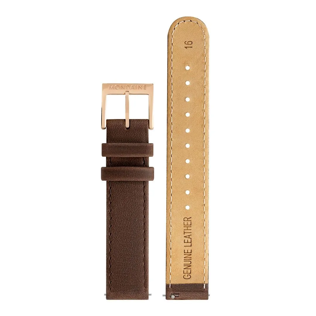 MONDAINE EVO2 30mm, ROSE GOLD CASE- BROWN LEATHER WATCH MSE.30180.LG