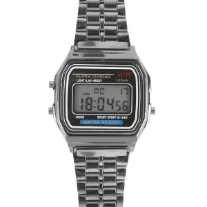 NEW F91W Steel Strap Watches Women Watch Men Business Clock Multifunction LED Digtal Sports Wrist Watch Electronic Clock Electron, Silver