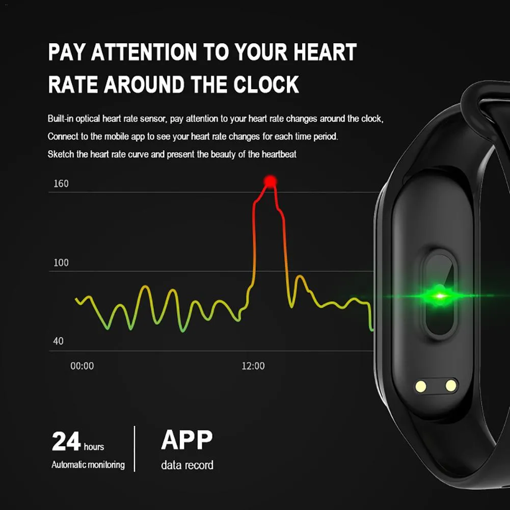 New M4 Fitness Band with HR and BP monitor, Pedometer (similar to Fitbit Alta)