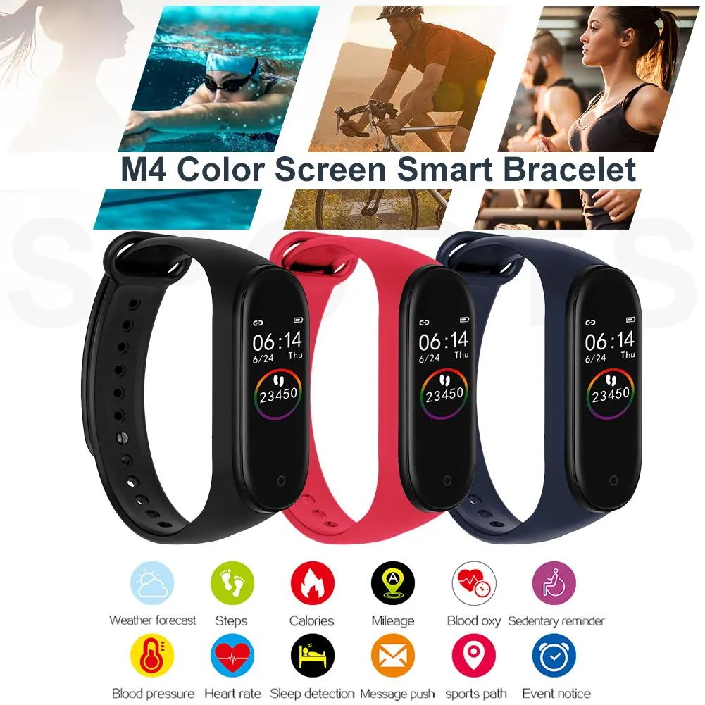 New M4 Fitness Band with HR and BP monitor, Pedometer (similar to Fitbit Alta)