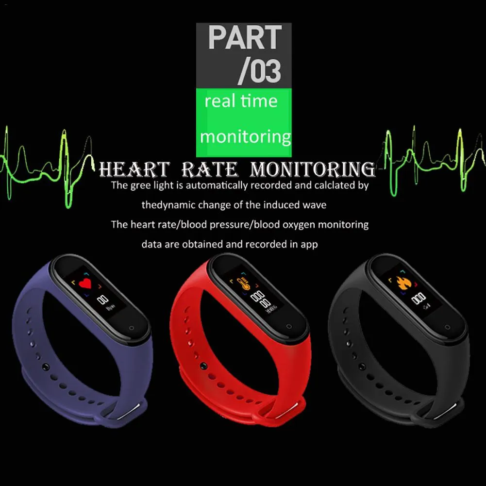 New M4 Fitness Band with HR and BP monitor, Pedometer (similar to Fitbit Alta)