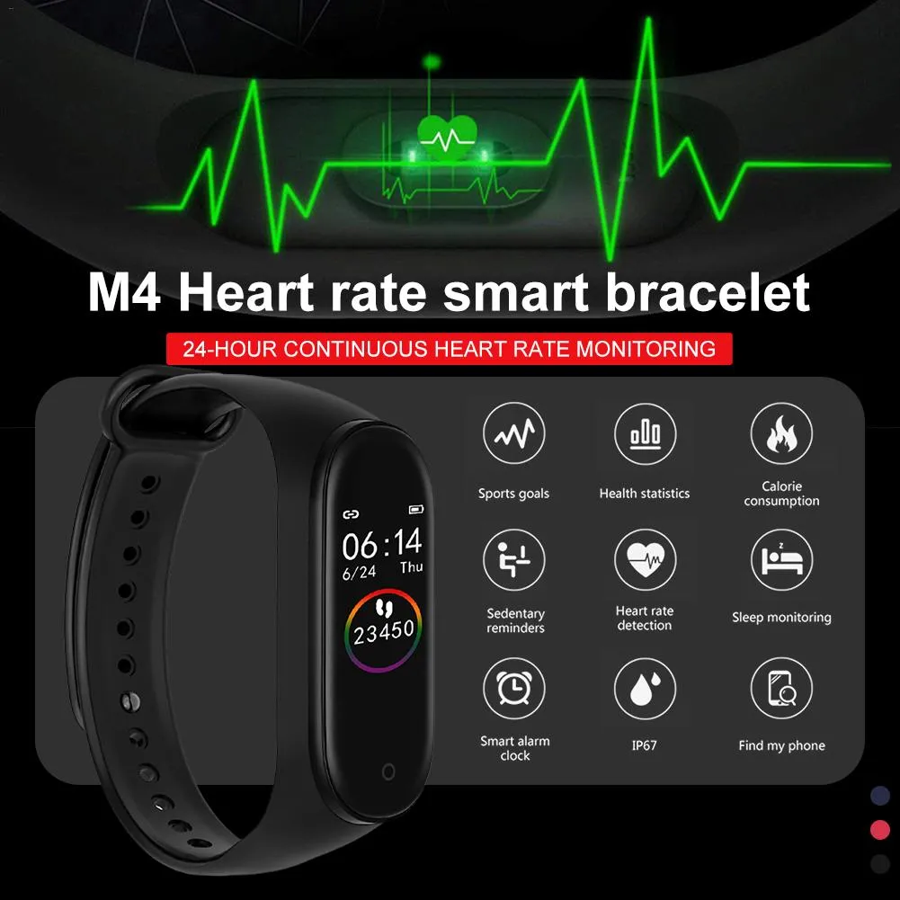 New M4 Fitness Band with HR and BP monitor, Pedometer (similar to Fitbit Alta)