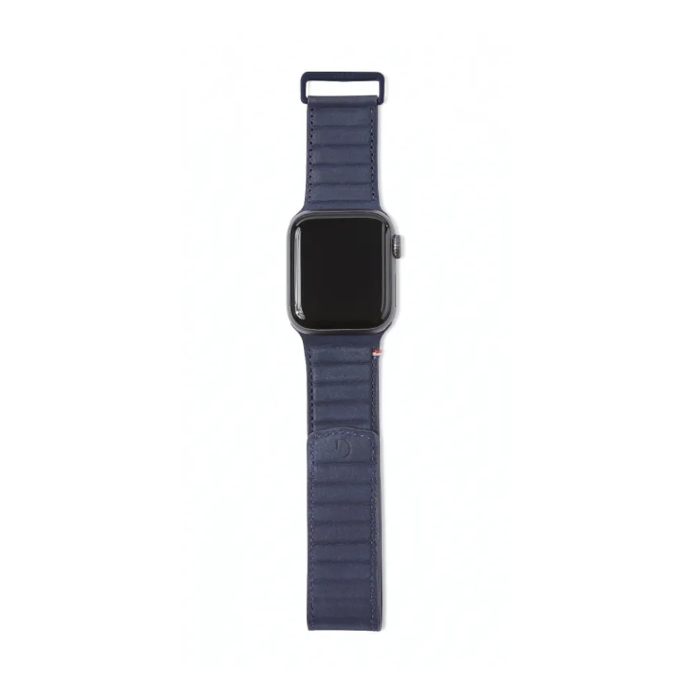 [OPEN BOX] DECODED 38-41mm Leather Magnetic Traction Strap for Apple Watch Series 1-8 & SE - Blue