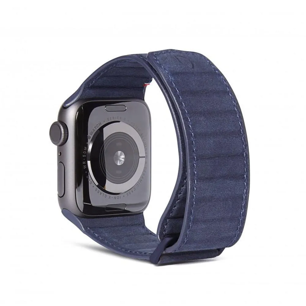 [OPEN BOX] DECODED 38-41mm Leather Magnetic Traction Strap for Apple Watch Series 1-8 & SE - Blue
