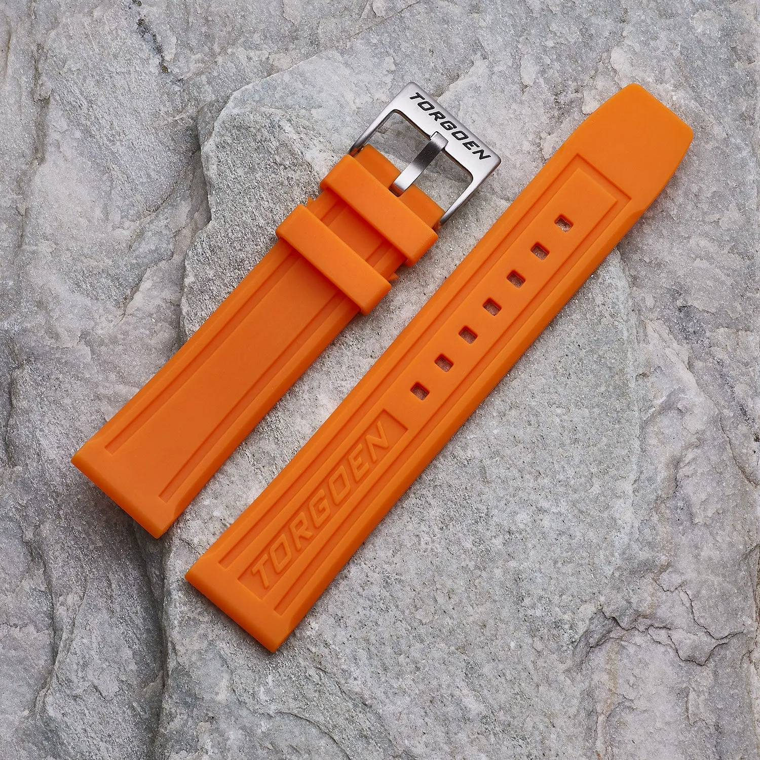 Orange Silicone Strap | 22mm Silver Buckle