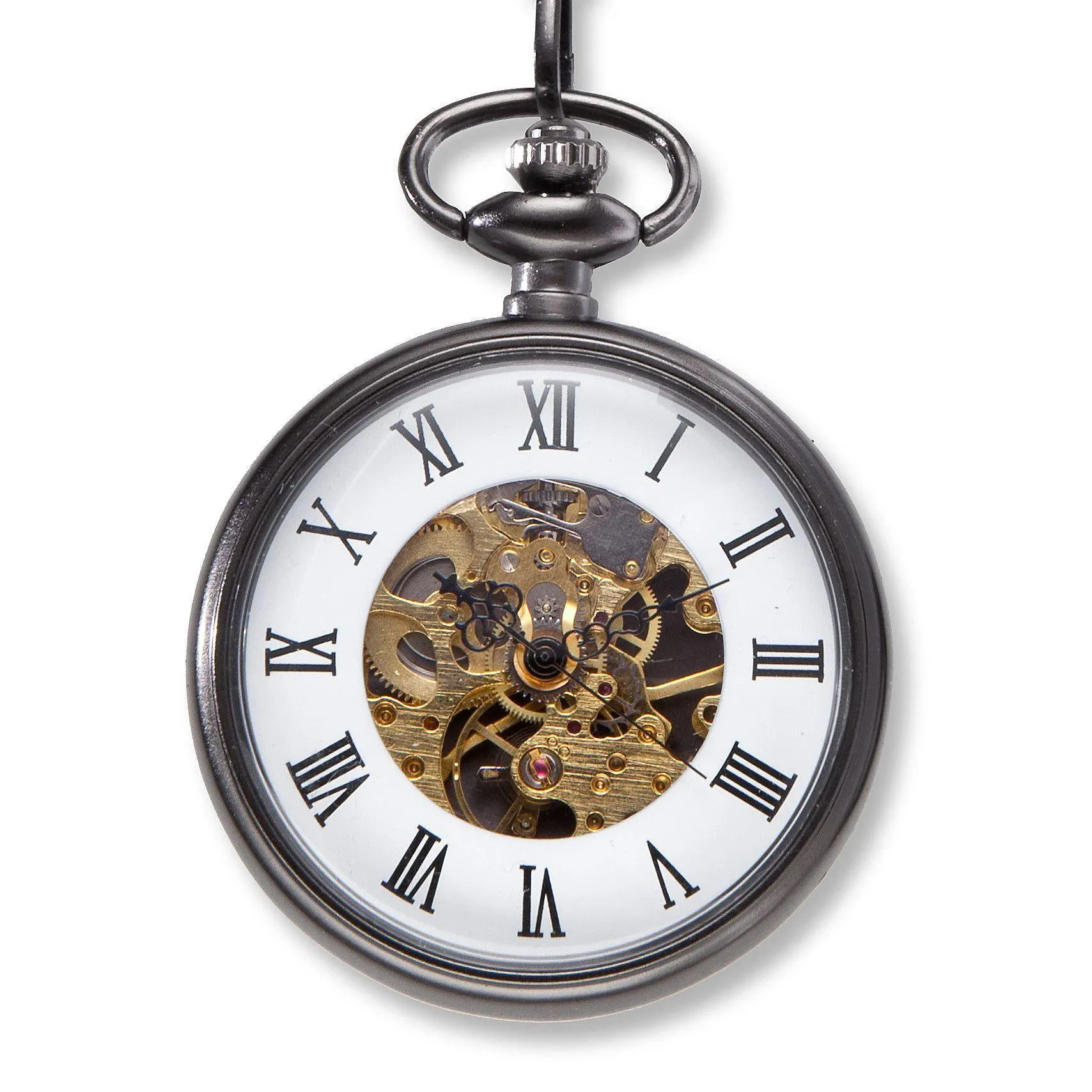 Personalized Gunmetal Pocket Watch with Gears