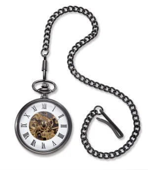 Personalized Gunmetal Pocket Watch with Gears