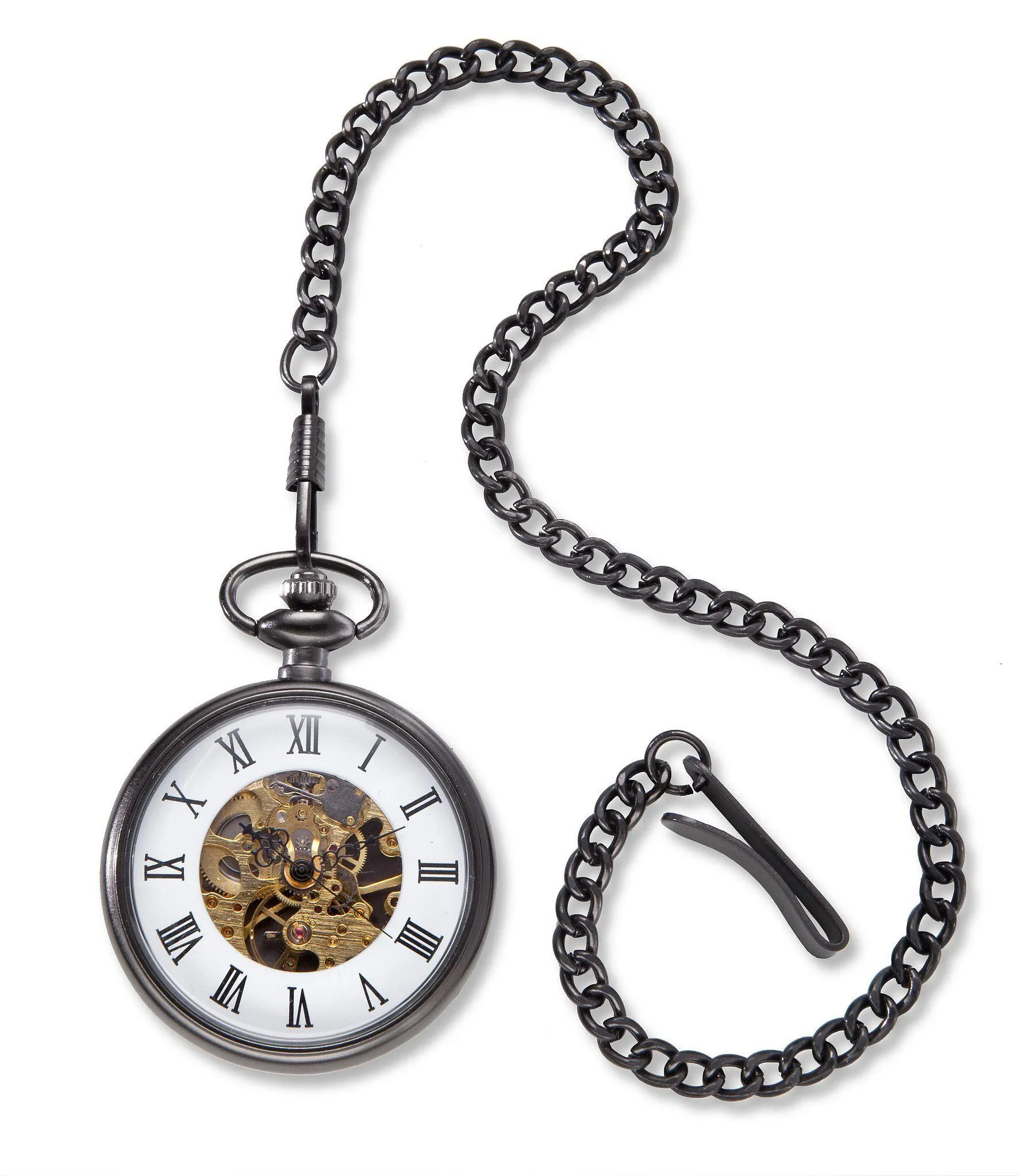 Personalized Gunmetal Pocket Watch with Gears