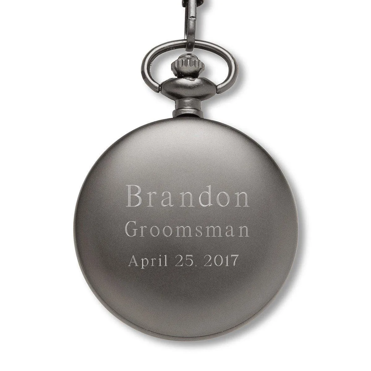 Personalized Gunmetal Pocket Watch with Gears