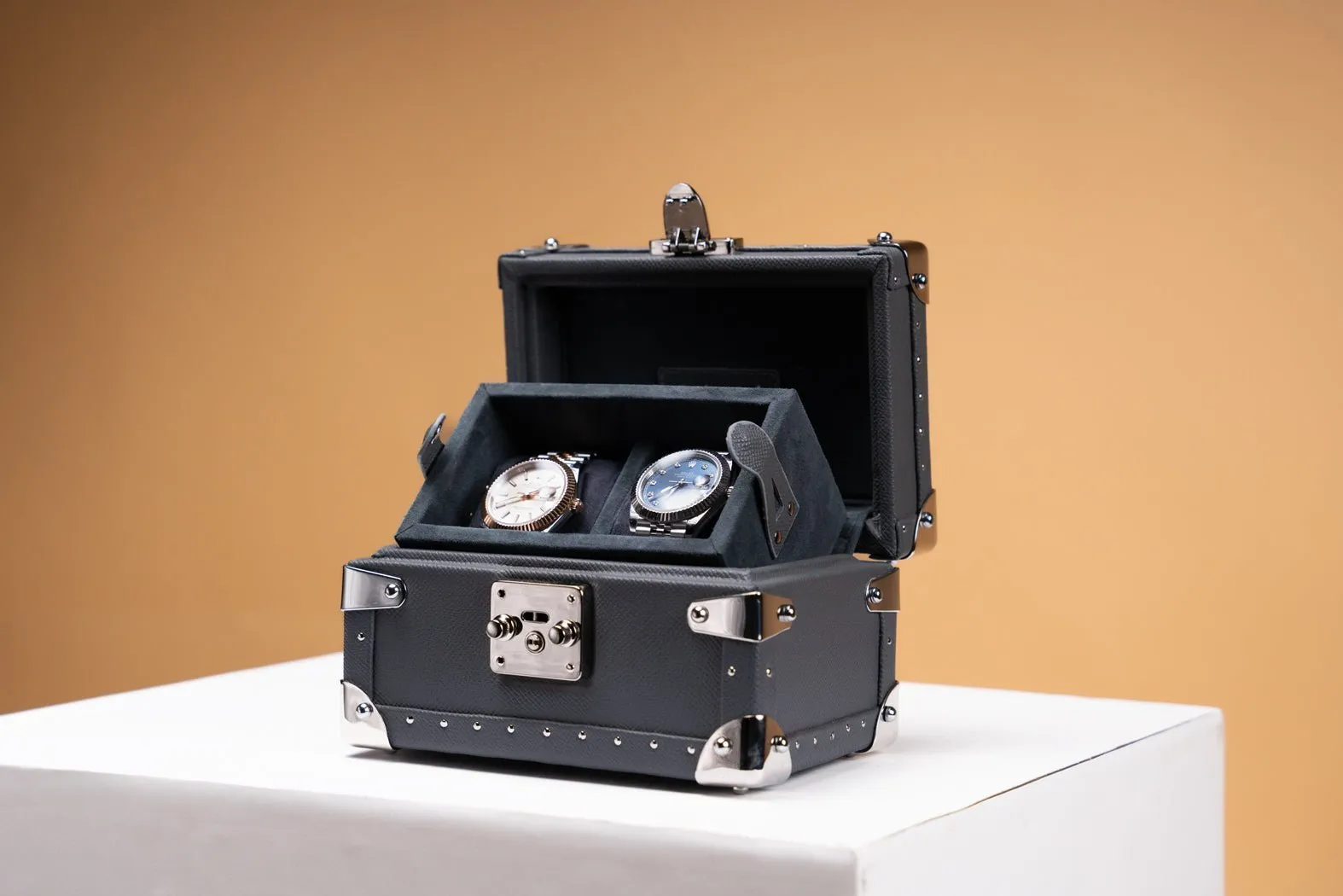 Petra Watch Case - Saffiano Dark Grey