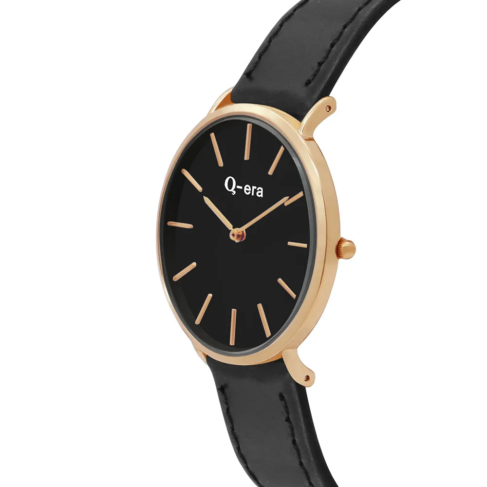 Q-Era Black Leather Men's Watch - QV2806-3