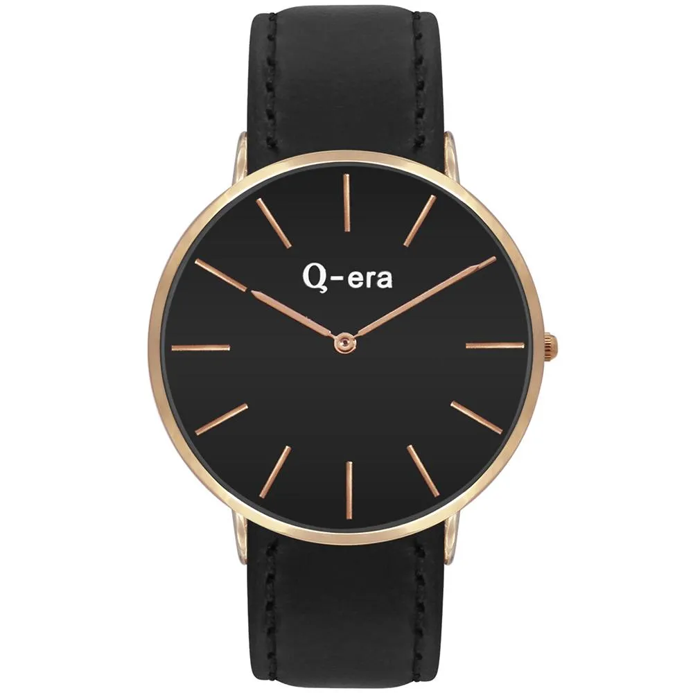 Q-Era Black Leather Men's Watch - QV2806-3