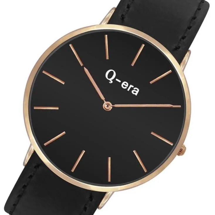 Q-Era Black Leather Men's Watch - QV2806-3